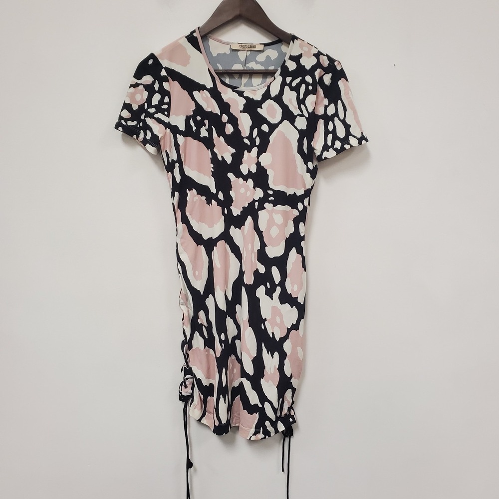 Roberto Cavalli Macro Lynx Knee Length Dress Size 38 EU 2 US White Designer